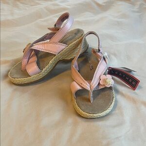 Thom McAn Light Pink Kids Sandals with Floral Accent